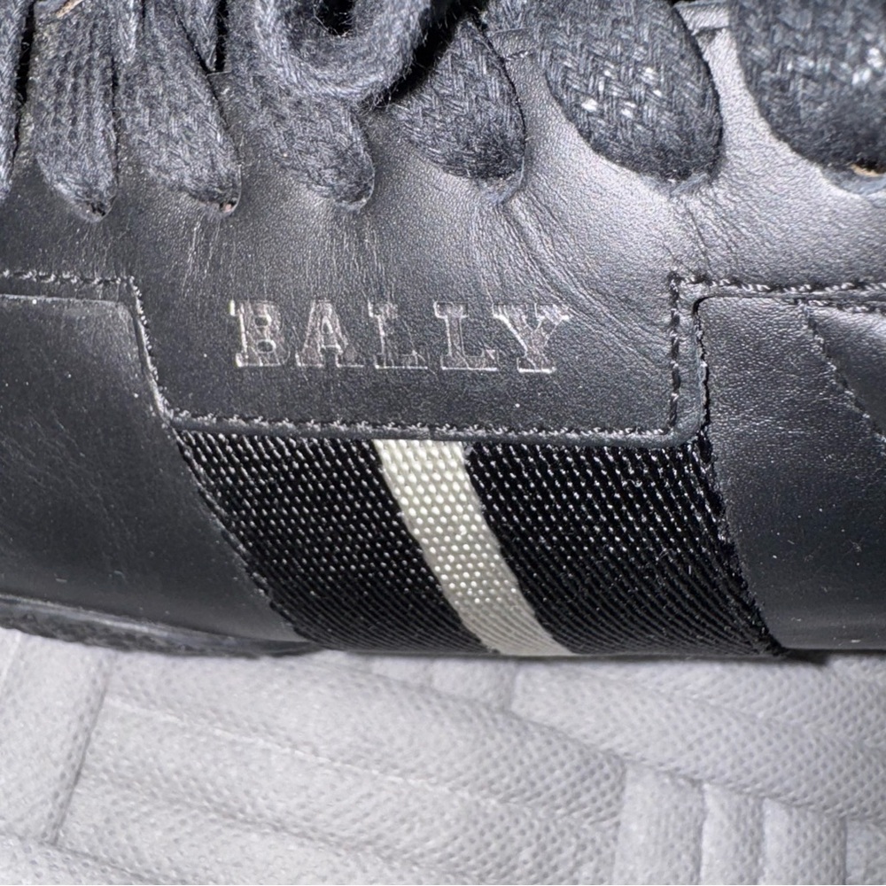 BALLY Francesca Sneakers Leather Black 7.5 Made Italy Designer Retro Running - Picture 4 of 11